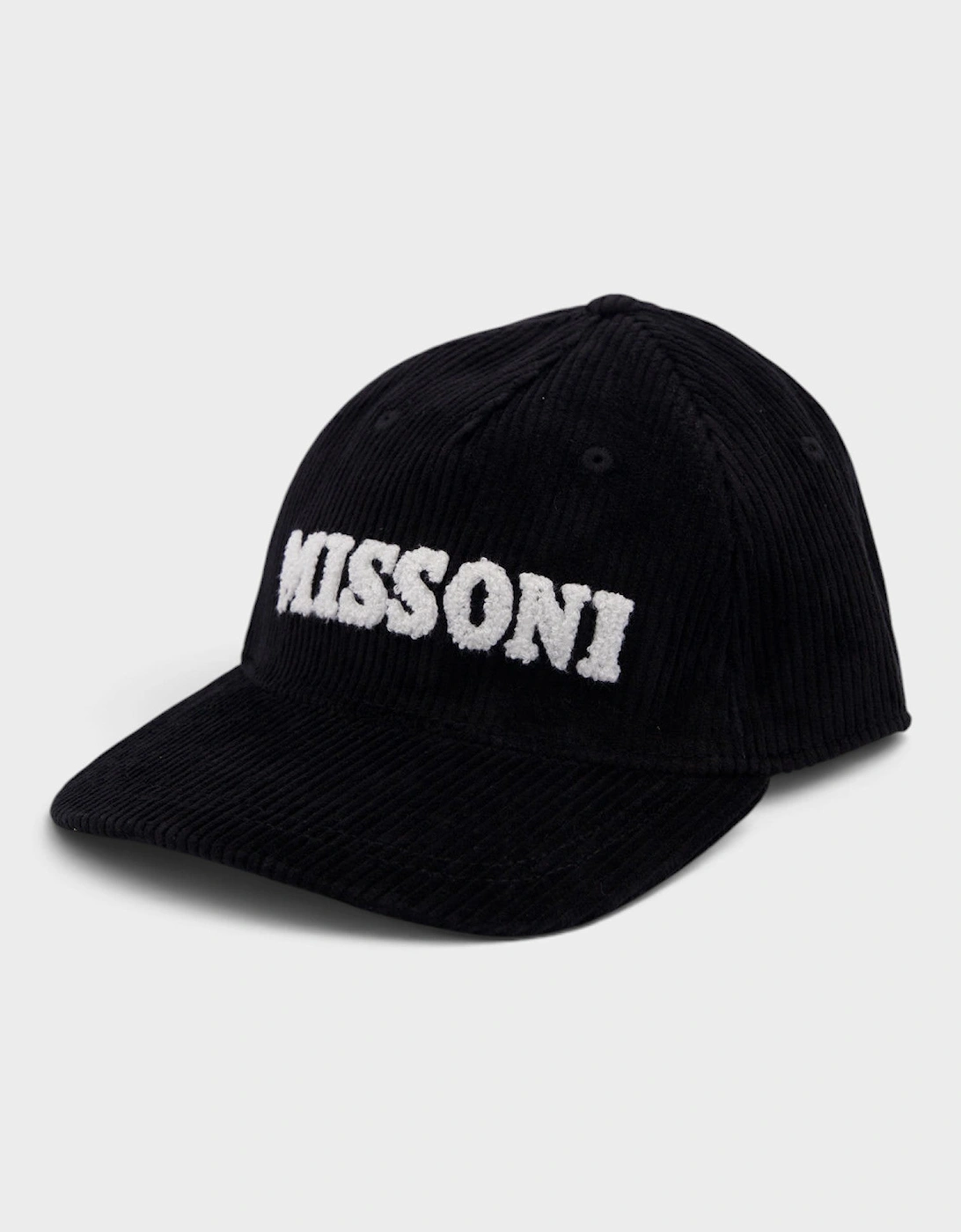 Corduroy Tufted Logo Cap Black White