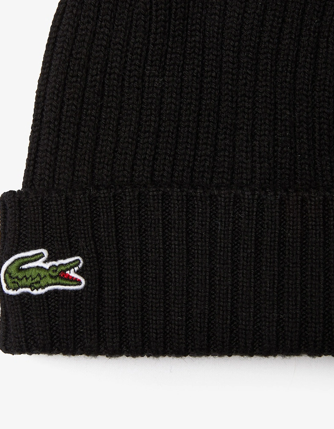 Lacoste Men's Rib Knit Brushed Wool Beanie