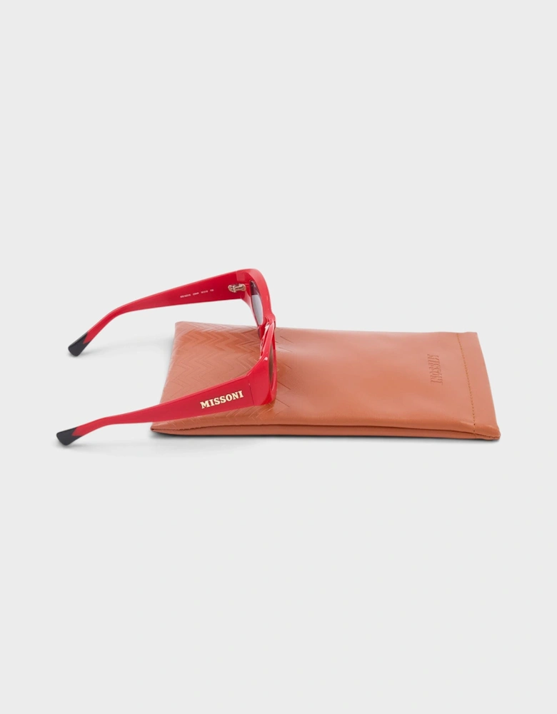 Rectangular Logo Sunglasses Red