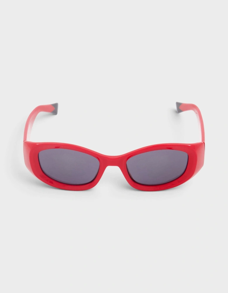 Rectangular Logo Sunglasses Red