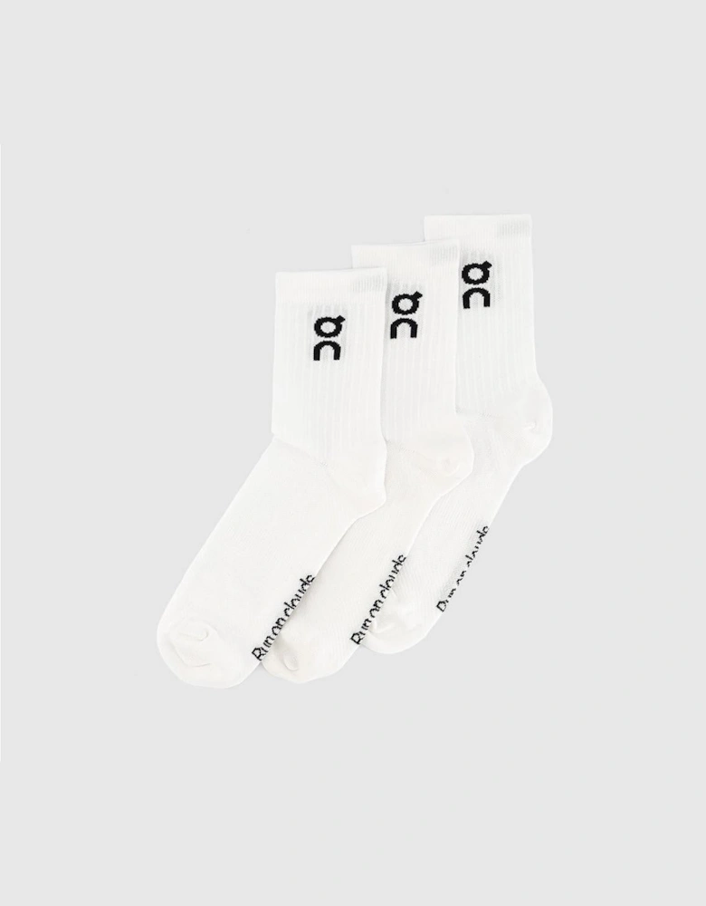 On Cloud Logo Socks High Crew 3 Pack White
