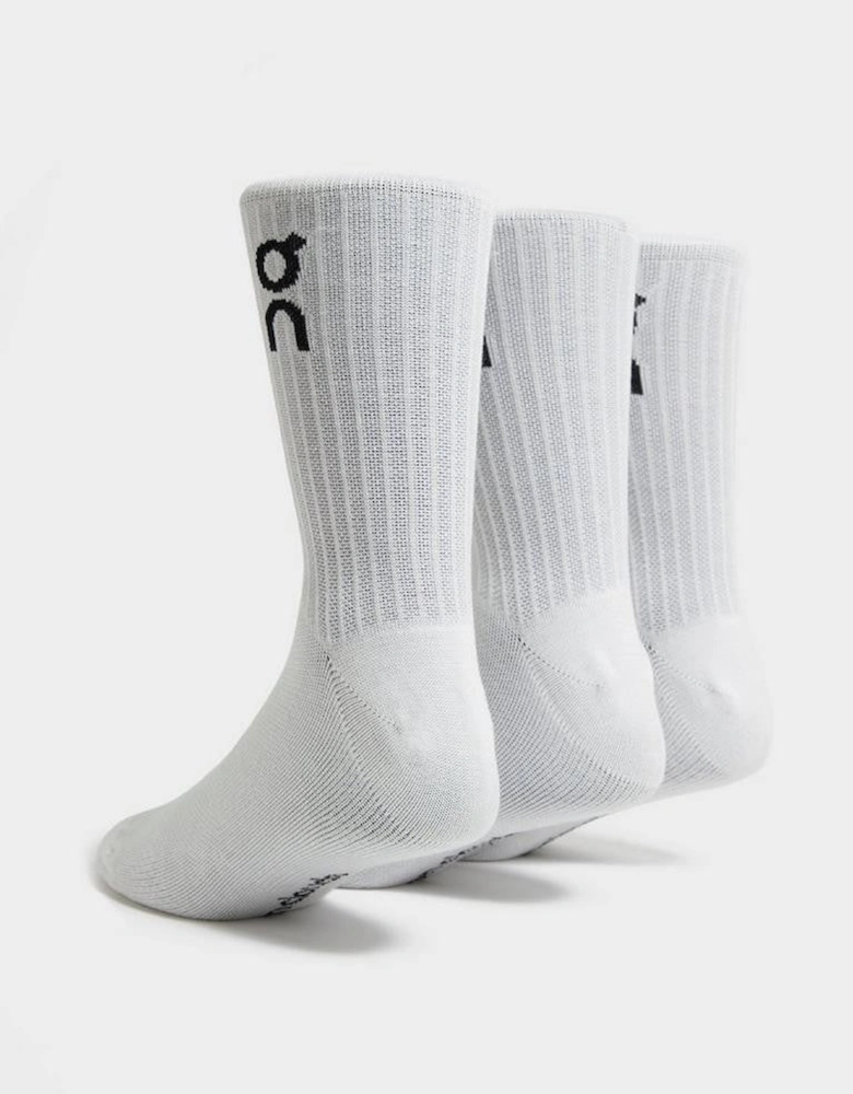 On Cloud Logo Socks High Crew 3 Pack White