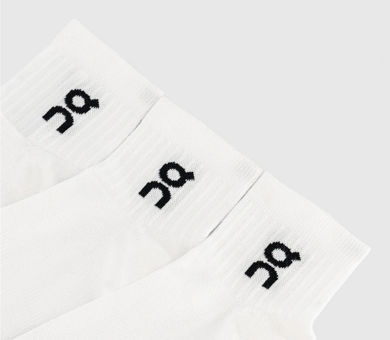 On Cloud Logo Socks Mid 3 Pack White