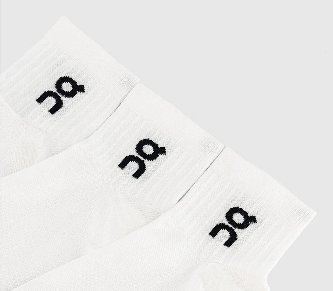 On Cloud Logo Socks Mid 3 Pack White