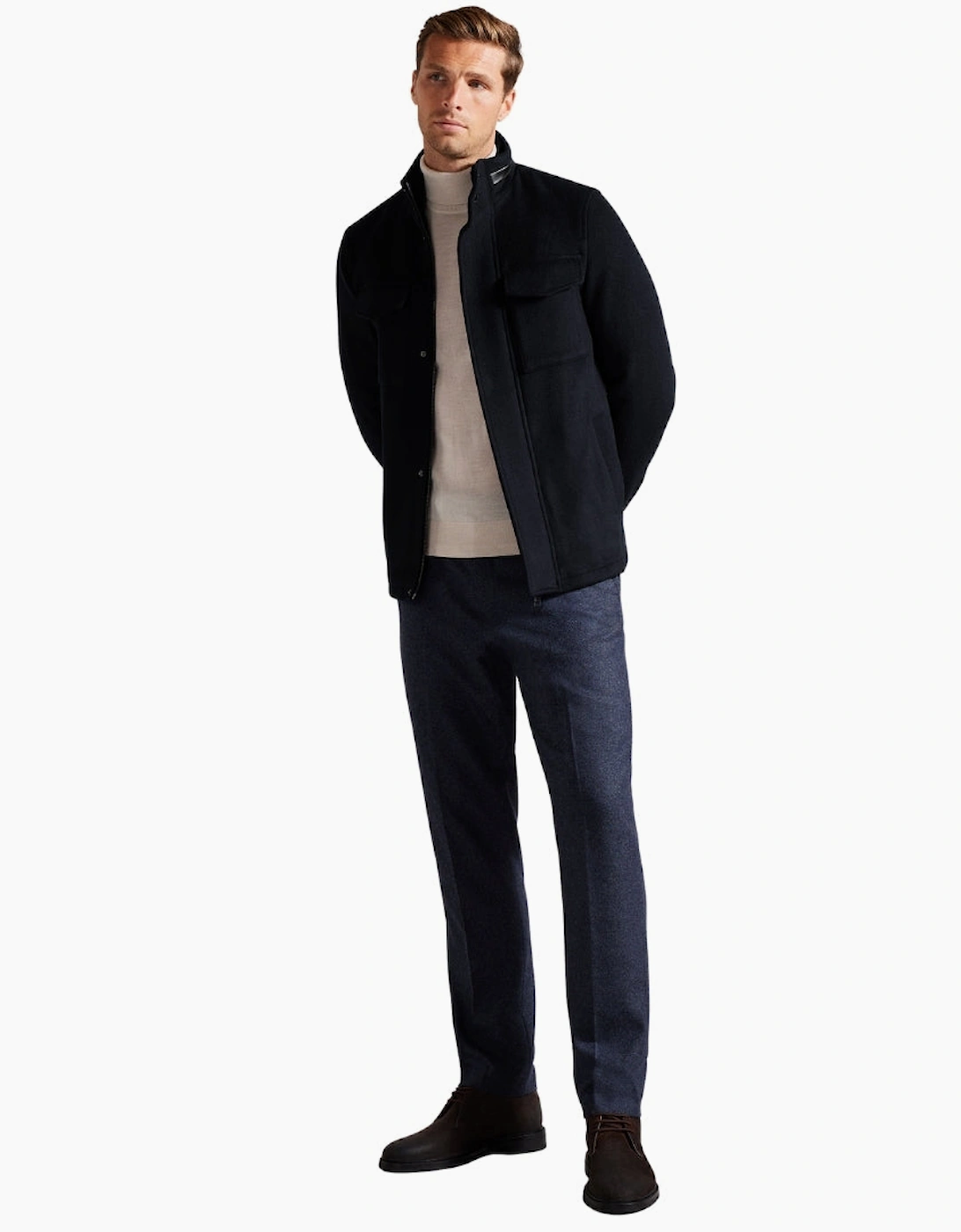 Ted Baker Knowl Funnel Neck Navy Field Jacket