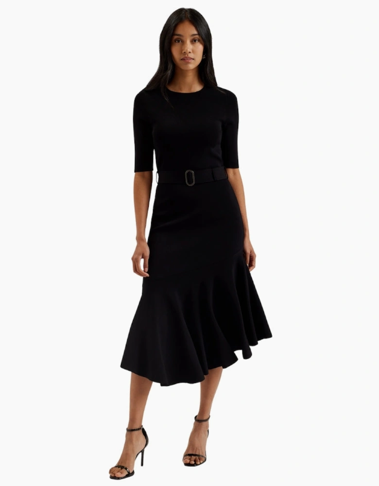 Ted Baker Samalee Knitted Flippy Skirt Midi Black Dress