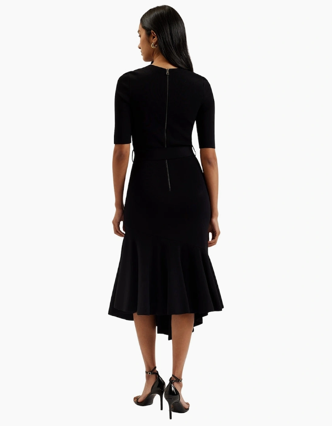 Ted Baker Samalee Knitted Flippy Skirt Midi Black Dress
