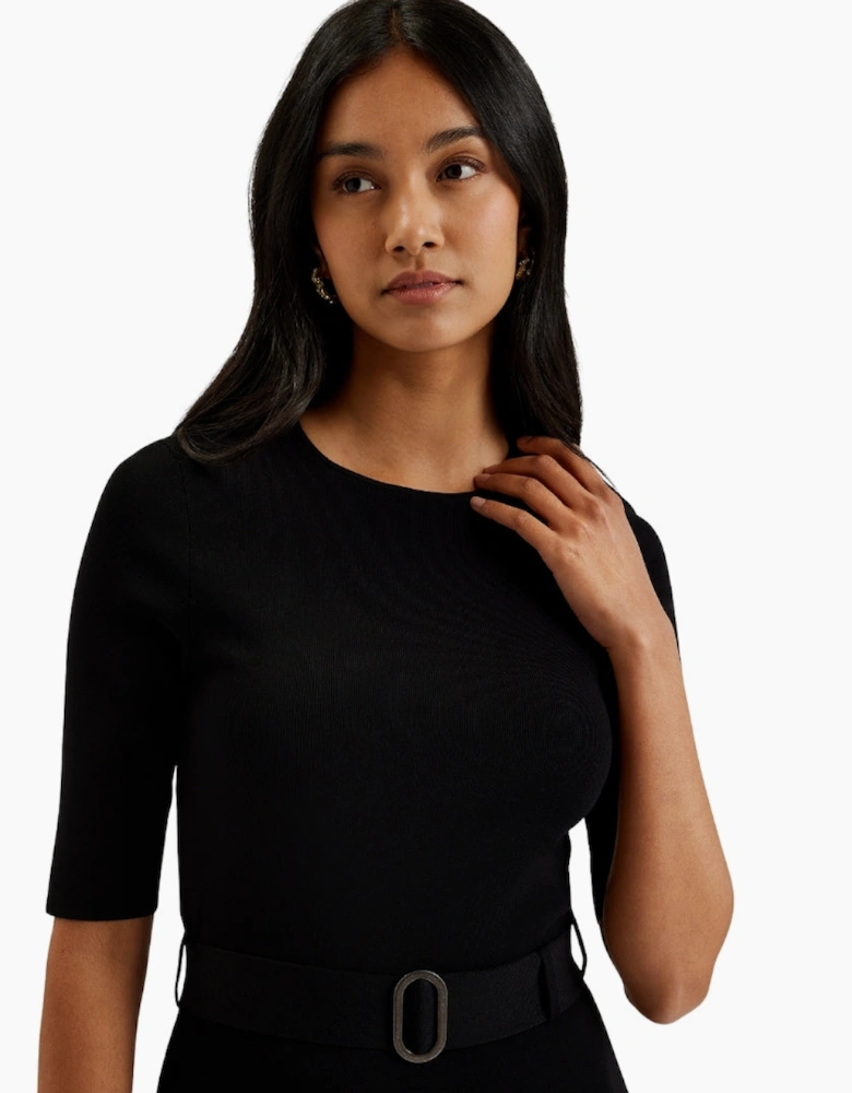 Ted Baker Samalee Knitted Flippy Skirt Midi Black Dress