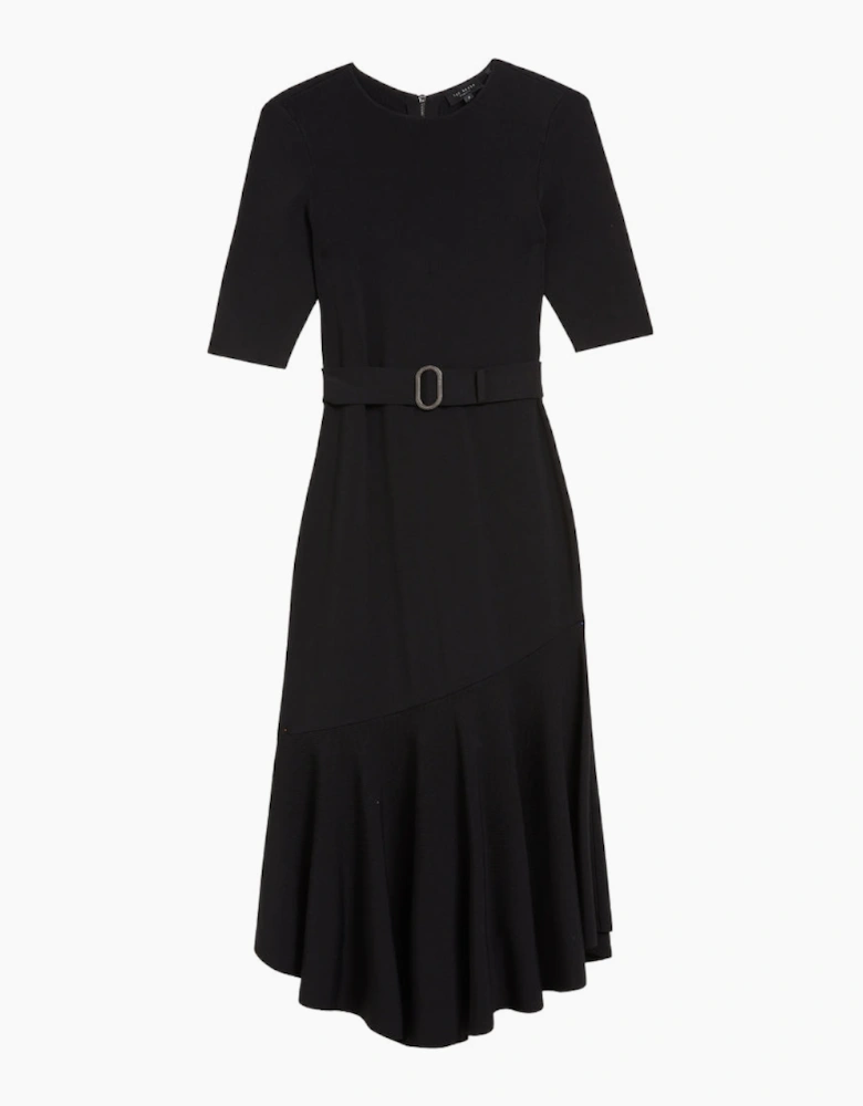 Ted Baker Samalee Knitted Flippy Skirt Midi Black Dress
