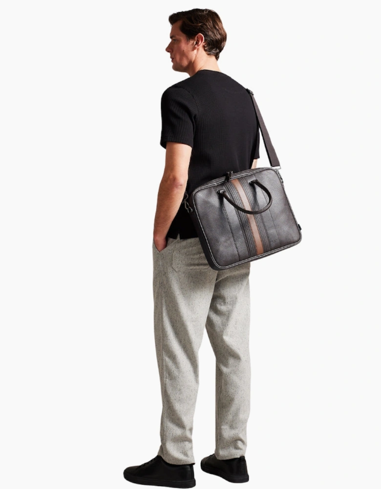 Ted Baker Never Striped PU Brown Document Laptop Bag