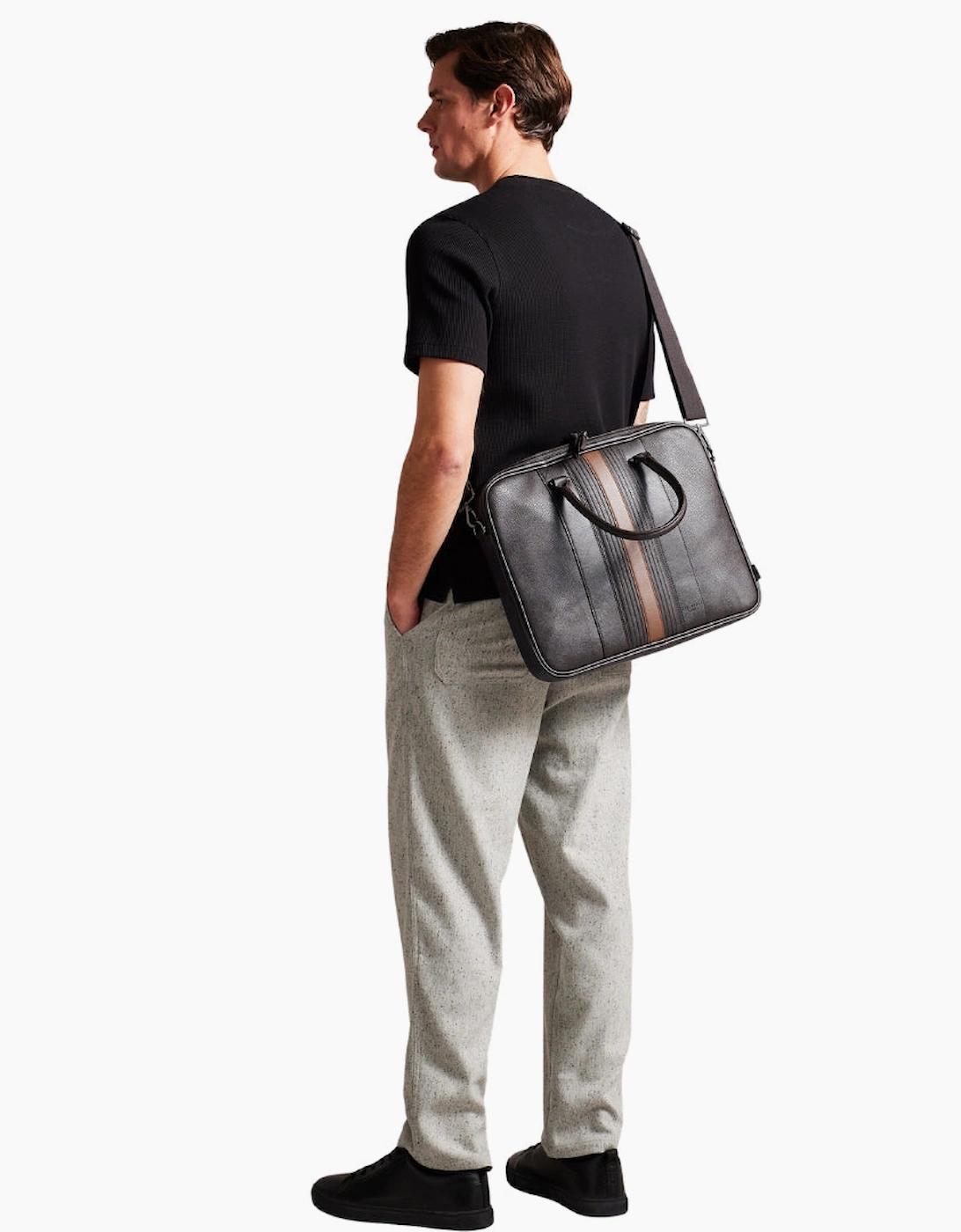 Ted Baker Never Striped PU Brown Document Laptop Bag