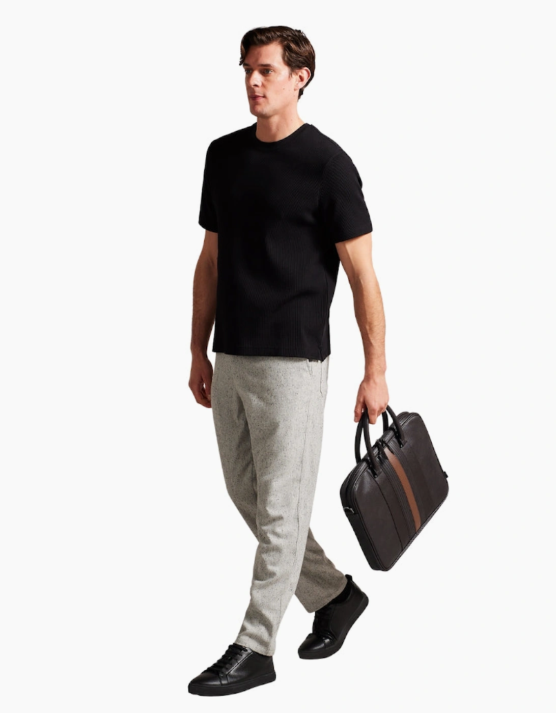 Ted Baker Never Striped PU Brown Document Laptop Bag