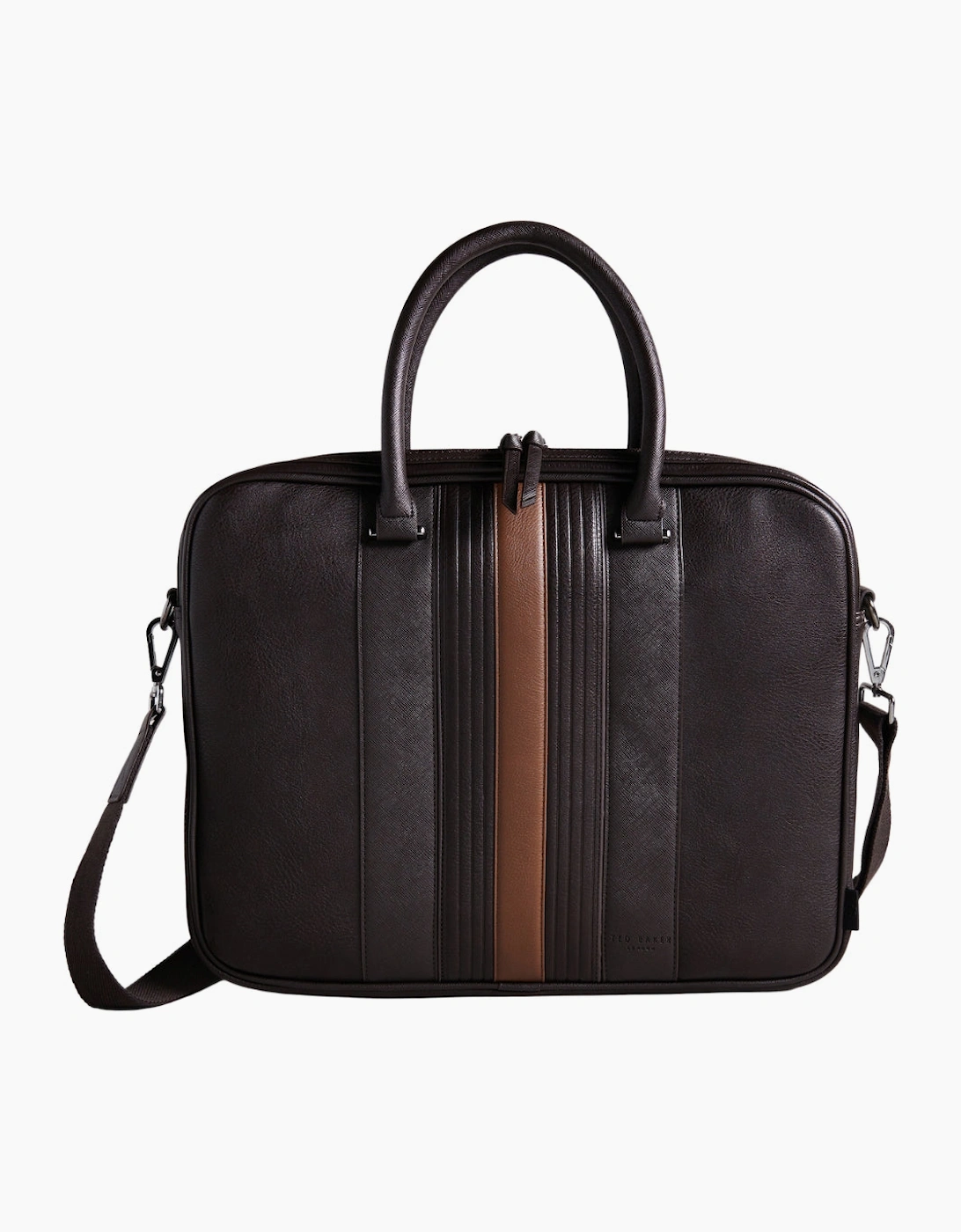 Ted Baker Never Striped PU Brown Document Laptop Bag