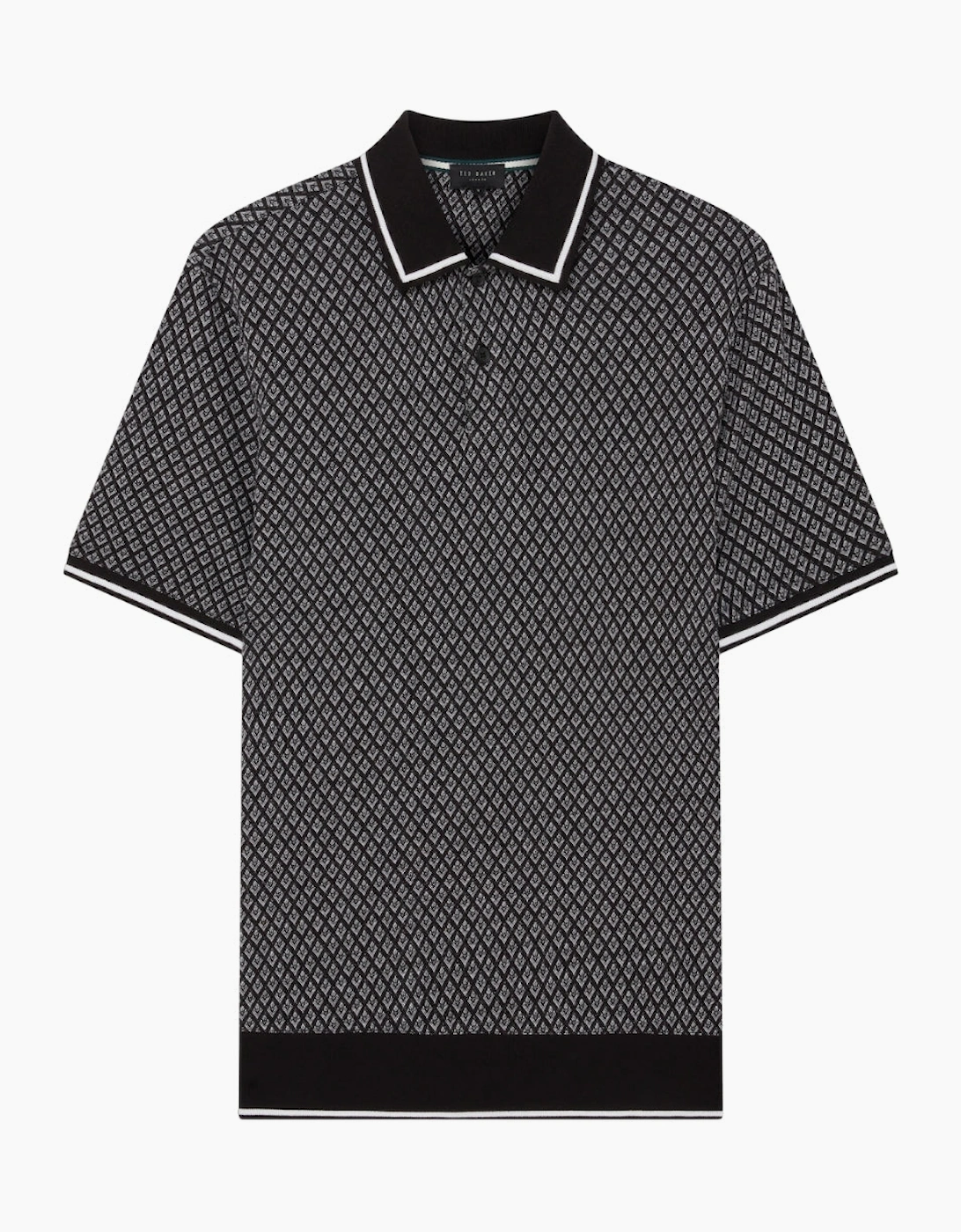 Men's Ted Baker Regular Geo Textured Black Polo Shirt - Size: 42