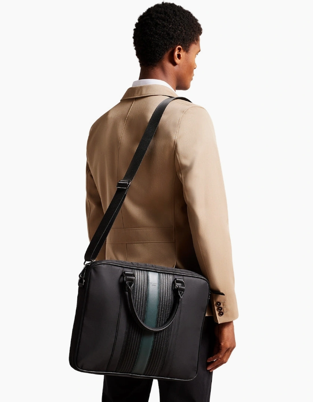 Ted Baker Rooky Core Twill Black Striped Document Bag