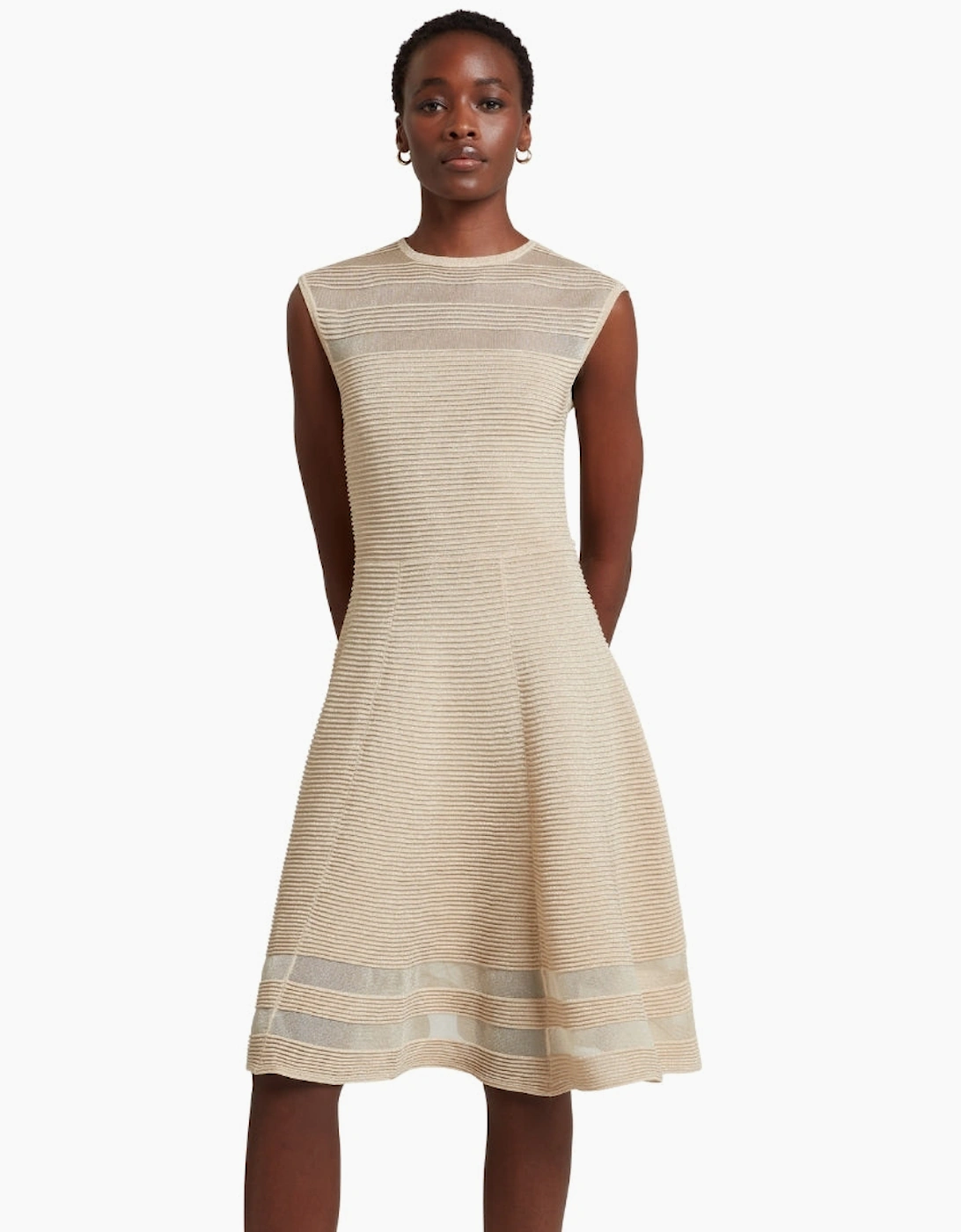 Ted Baker Saalli Knitted Natural Skater Dress With Invisible Pane