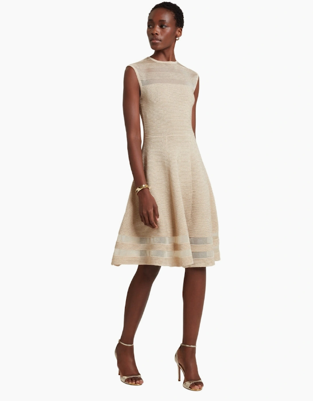Ted Baker Saalli Knitted Natural Skater Dress With Invisible Pane