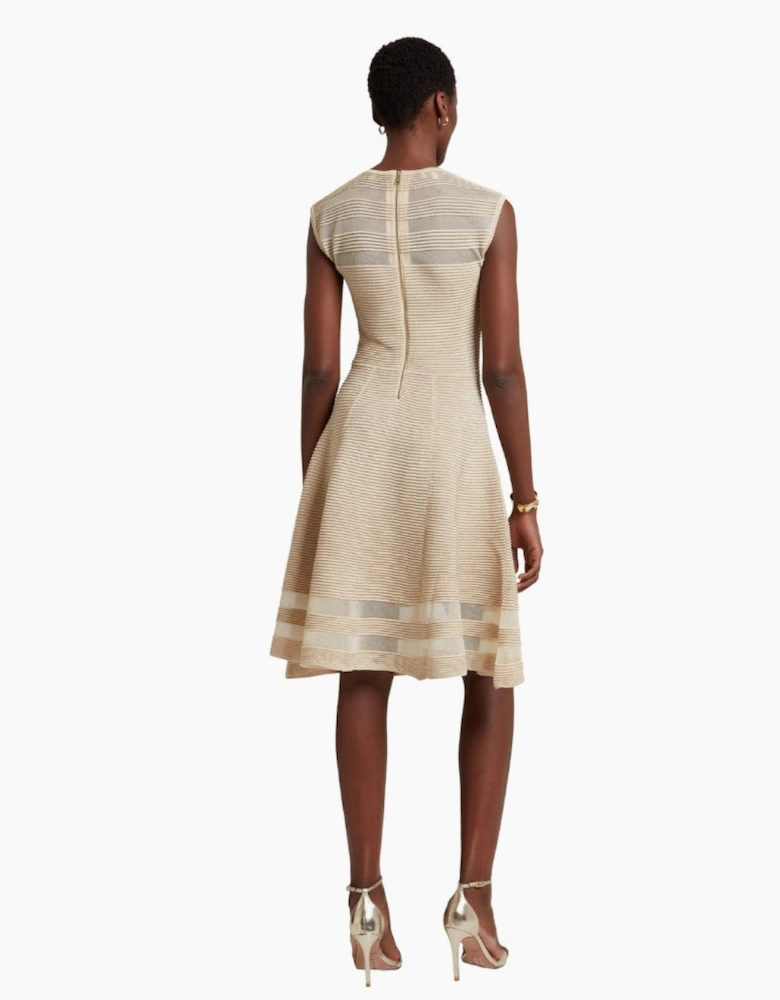 Ted Baker Saalli Knitted Natural Skater Dress With Invisible Pane