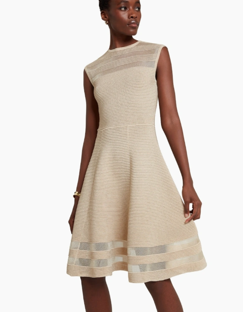 Ted Baker Saalli Knitted Natural Skater Dress With Invisible Pane