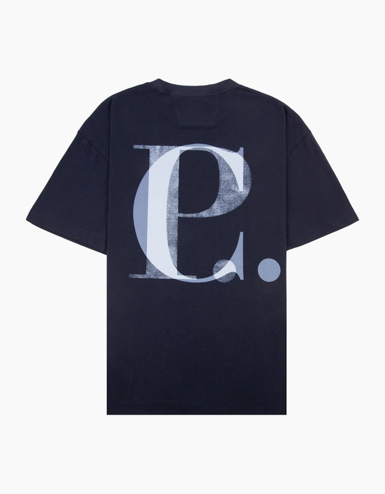 Cp Company 30/1 Jersey Short Sleeve Logo T-Shirt Navy 888