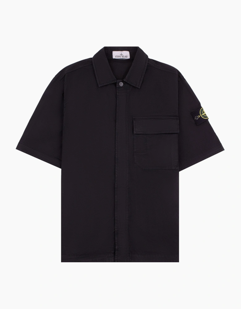 Stone Island 1100025 Stretch Cotton Twill Comfort Fit Shirt Black V0029