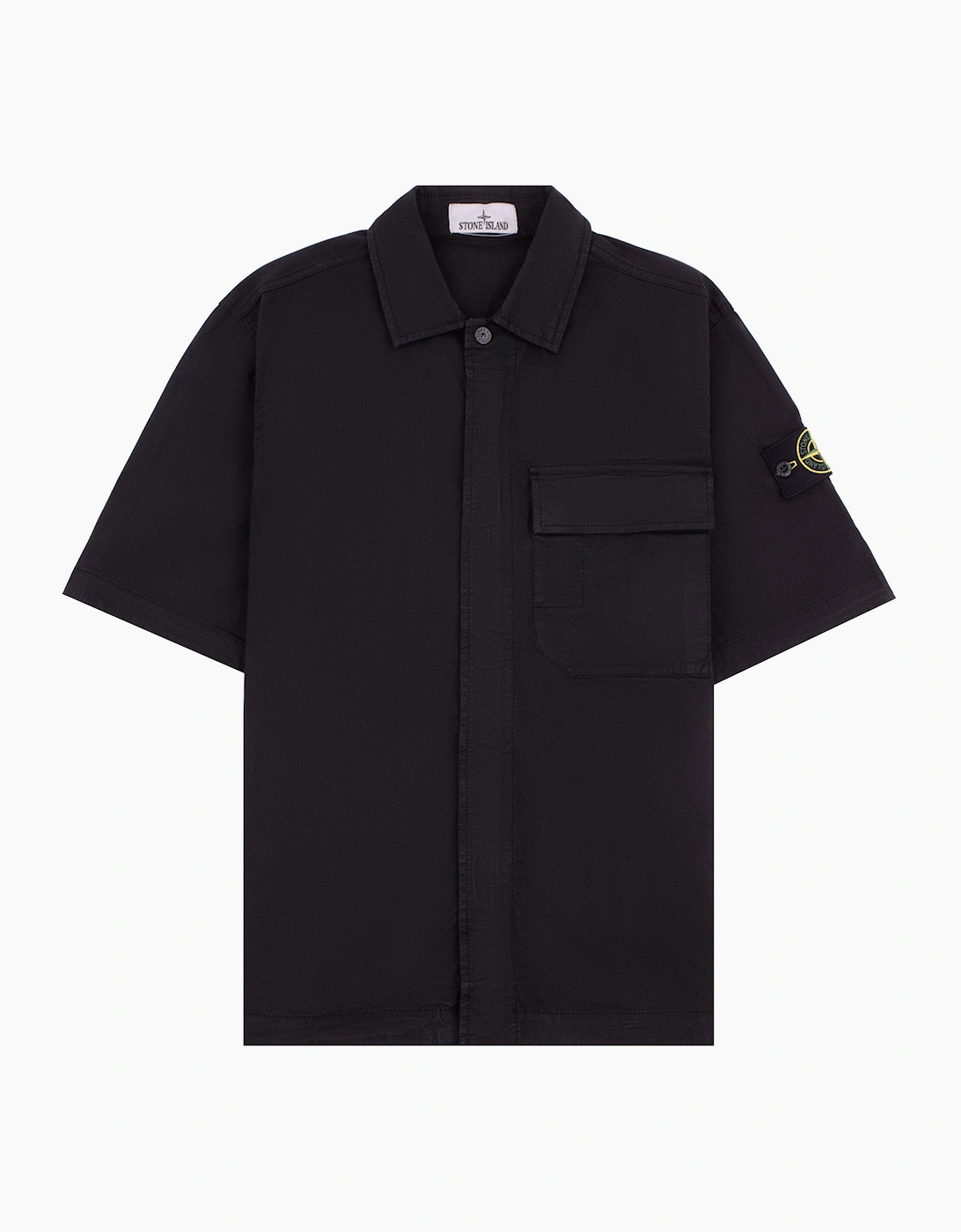 Stone Island 1100025 Stretch Cotton Twill Comfort Fit Shirt Black V0029