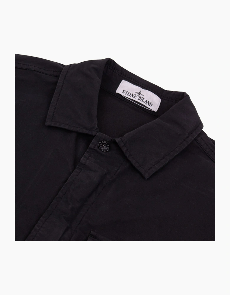 Stone Island 1100025 Stretch Cotton Twill Comfort Fit Shirt Black V0029