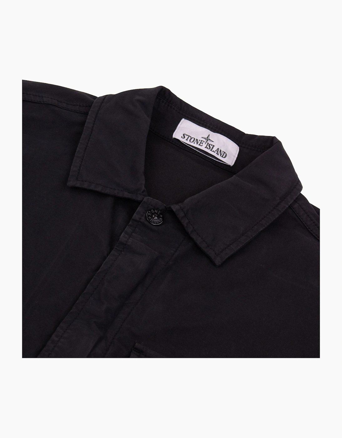 Stone Island 1100025 Stretch Cotton Twill Comfort Fit Shirt Black V0029