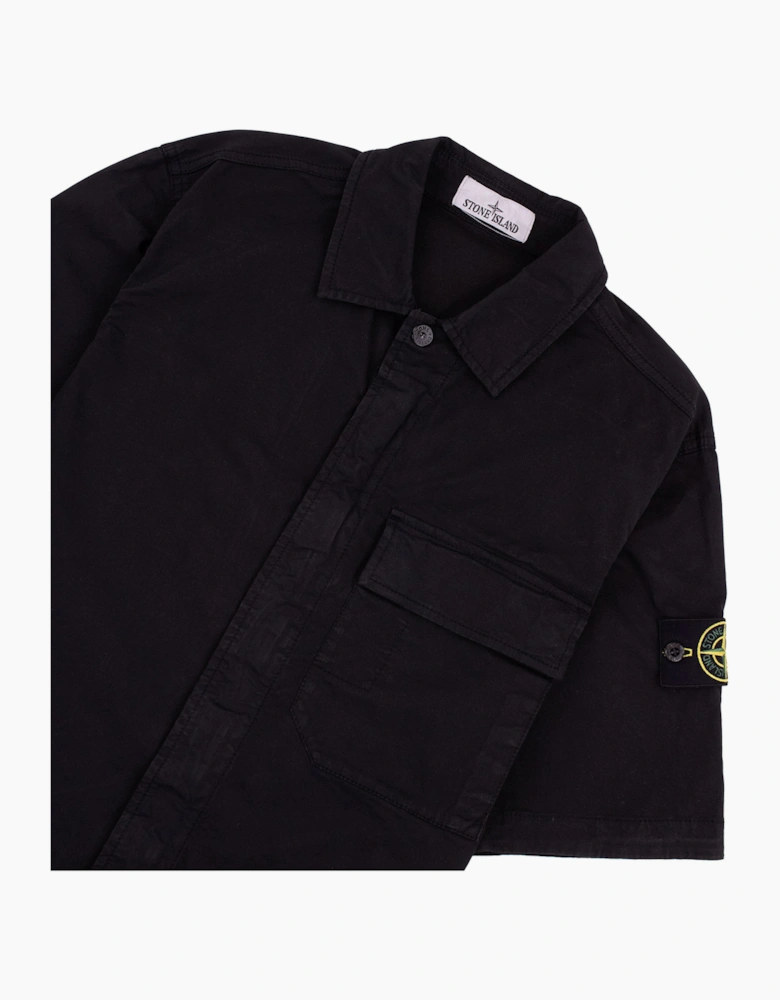 Stone Island 1100025 Stretch Cotton Twill Comfort Fit Shirt Black V0029