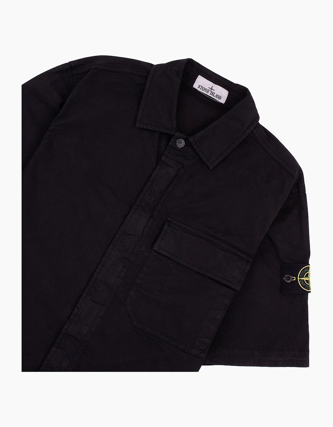 Stone Island 1100025 Stretch Cotton Twill Comfort Fit Shirt Black V0029