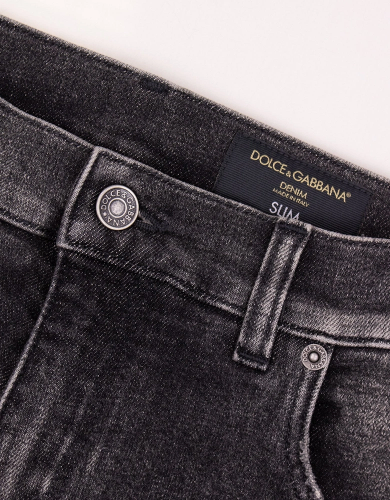 Dolce & Gabbana Slim Fit Denim Jean Black/Dark Taupe