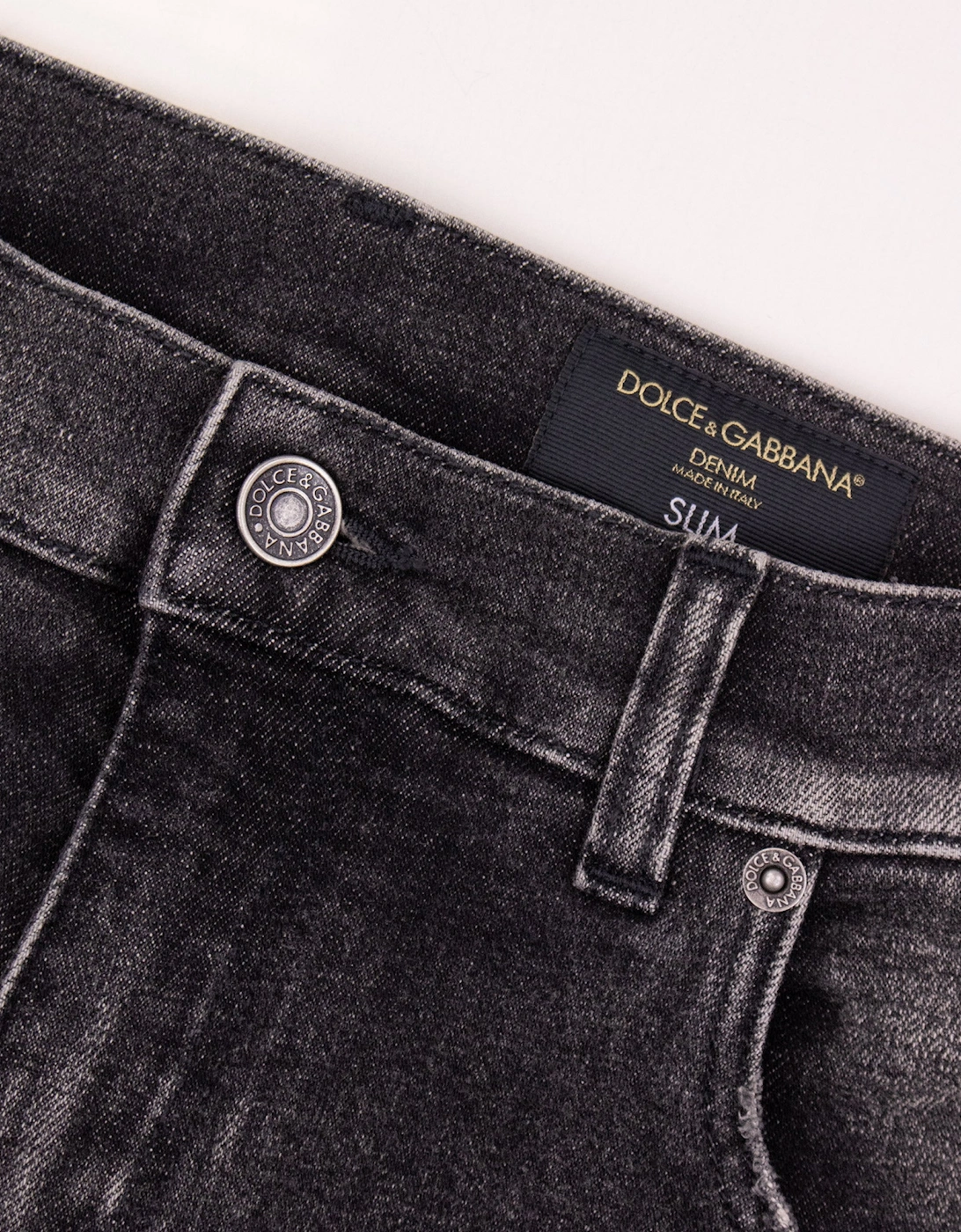 Dolce & Gabbana Slim Fit Denim Jean Black/Dark Taupe
