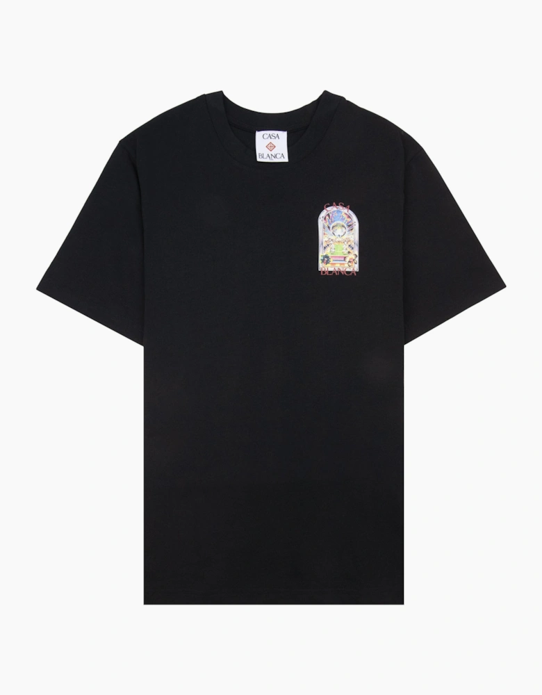 Casablanca Tennis Landscape Short Sleeve T-Shirt Black