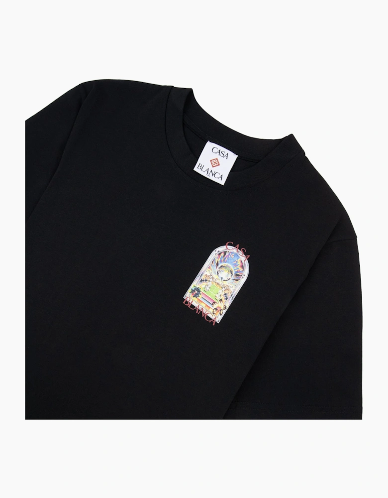 Casablanca Tennis Landscape Short Sleeve T-Shirt Black