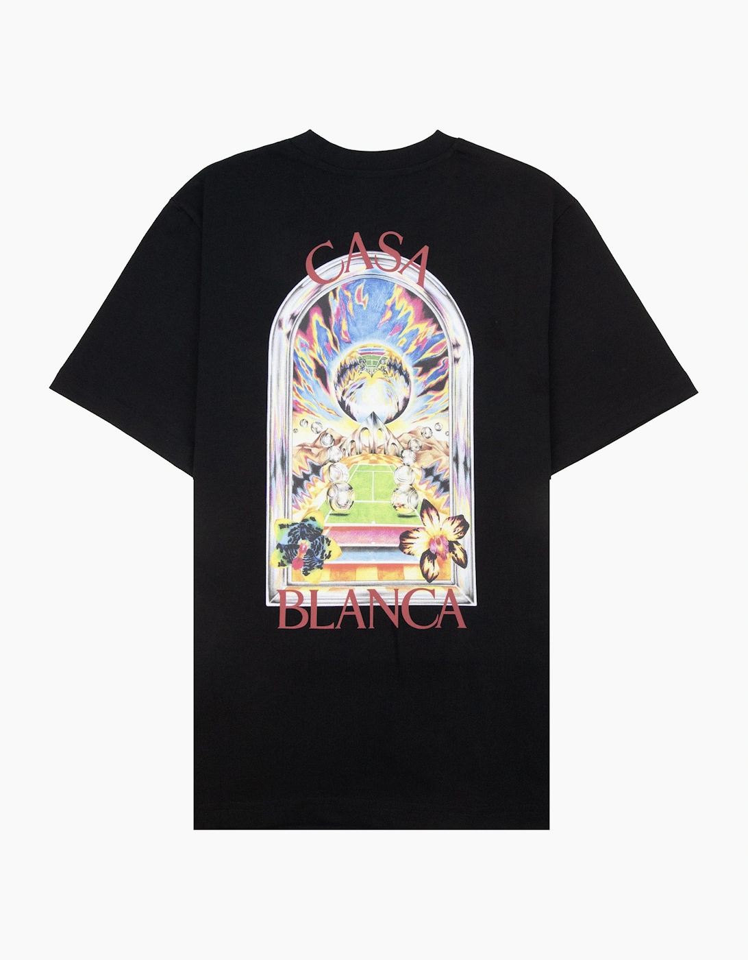Casablanca Tennis Landscape Short Sleeve T-Shirt Black