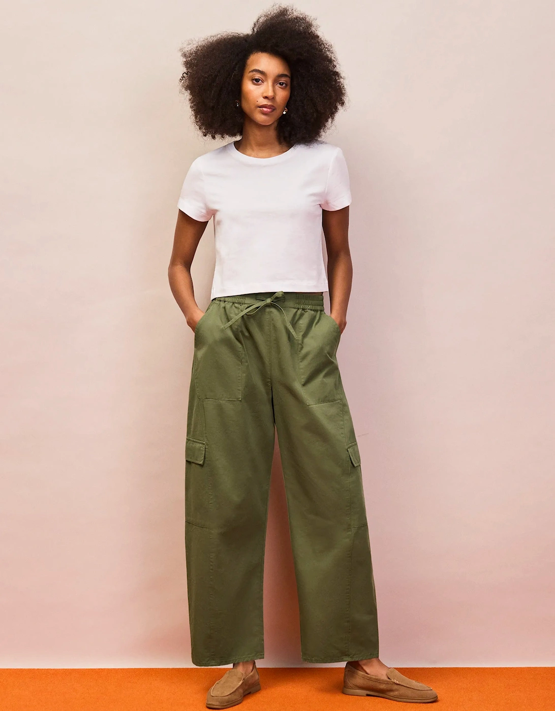 Khaki Cargo Pocket Trousers
