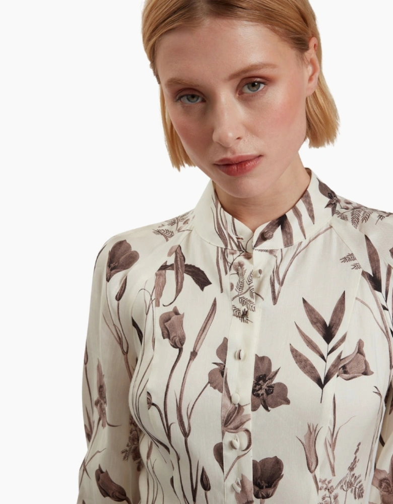Ted Baker Eloisa Linen Silk Pleated Ivory Mini Dress