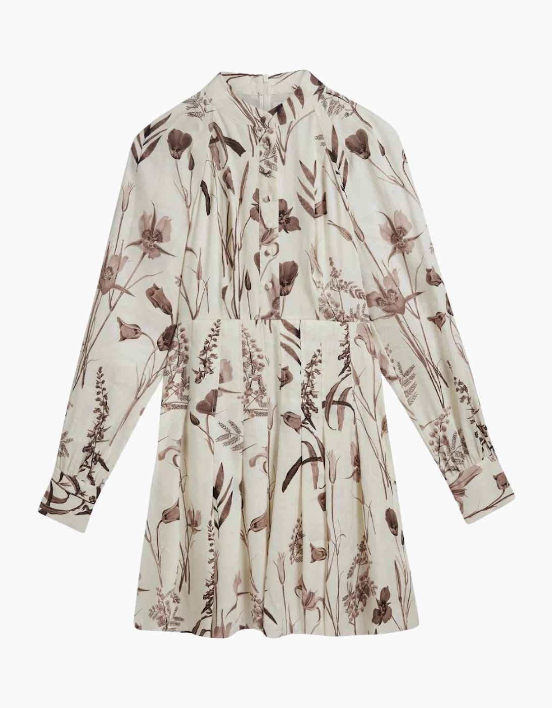 Ted Baker Eloisa Linen Silk Pleated Ivory Mini Dress
