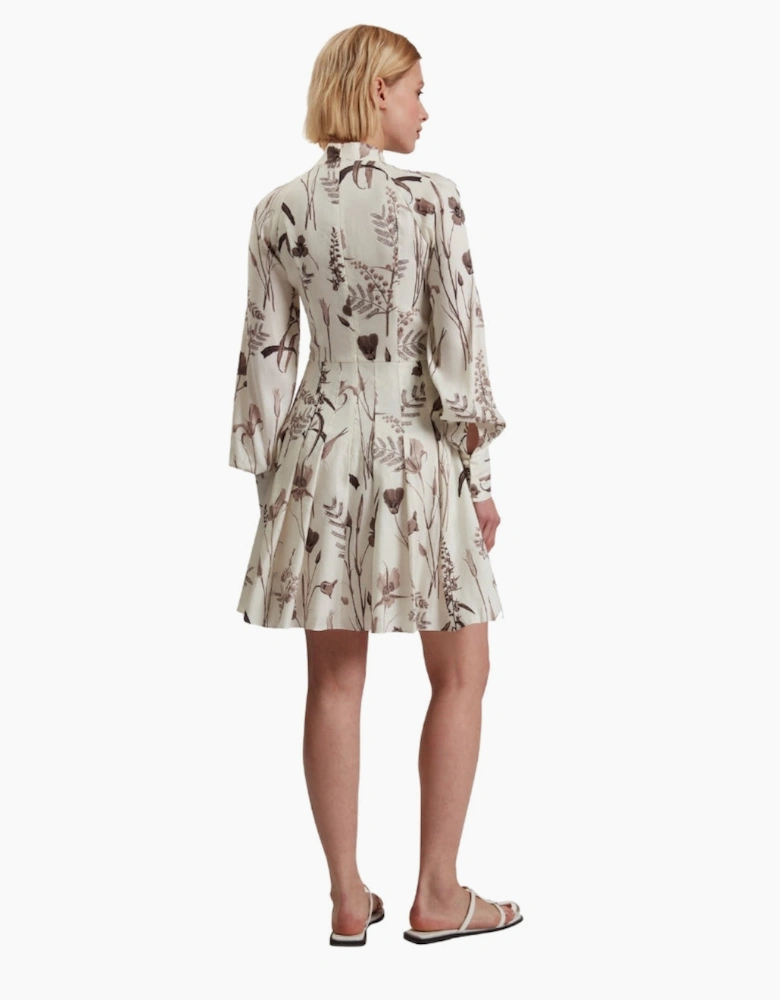 Ted Baker Eloisa Linen Silk Pleated Ivory Mini Dress