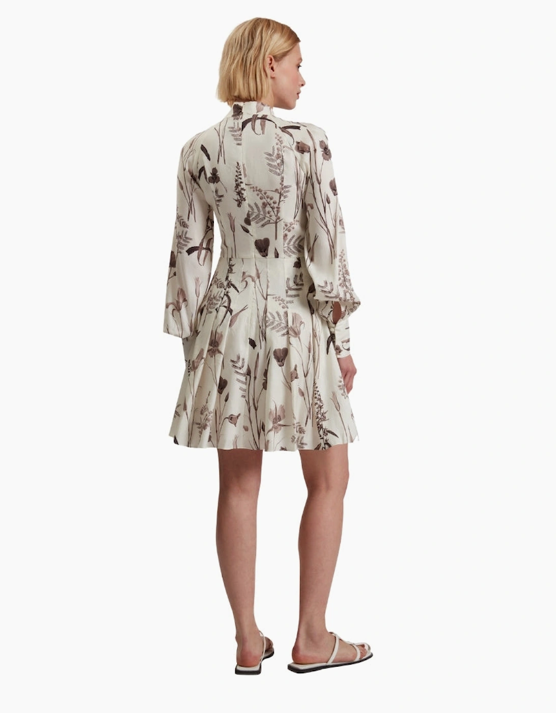 Ted Baker Eloisa Linen Silk Pleated Ivory Mini Dress