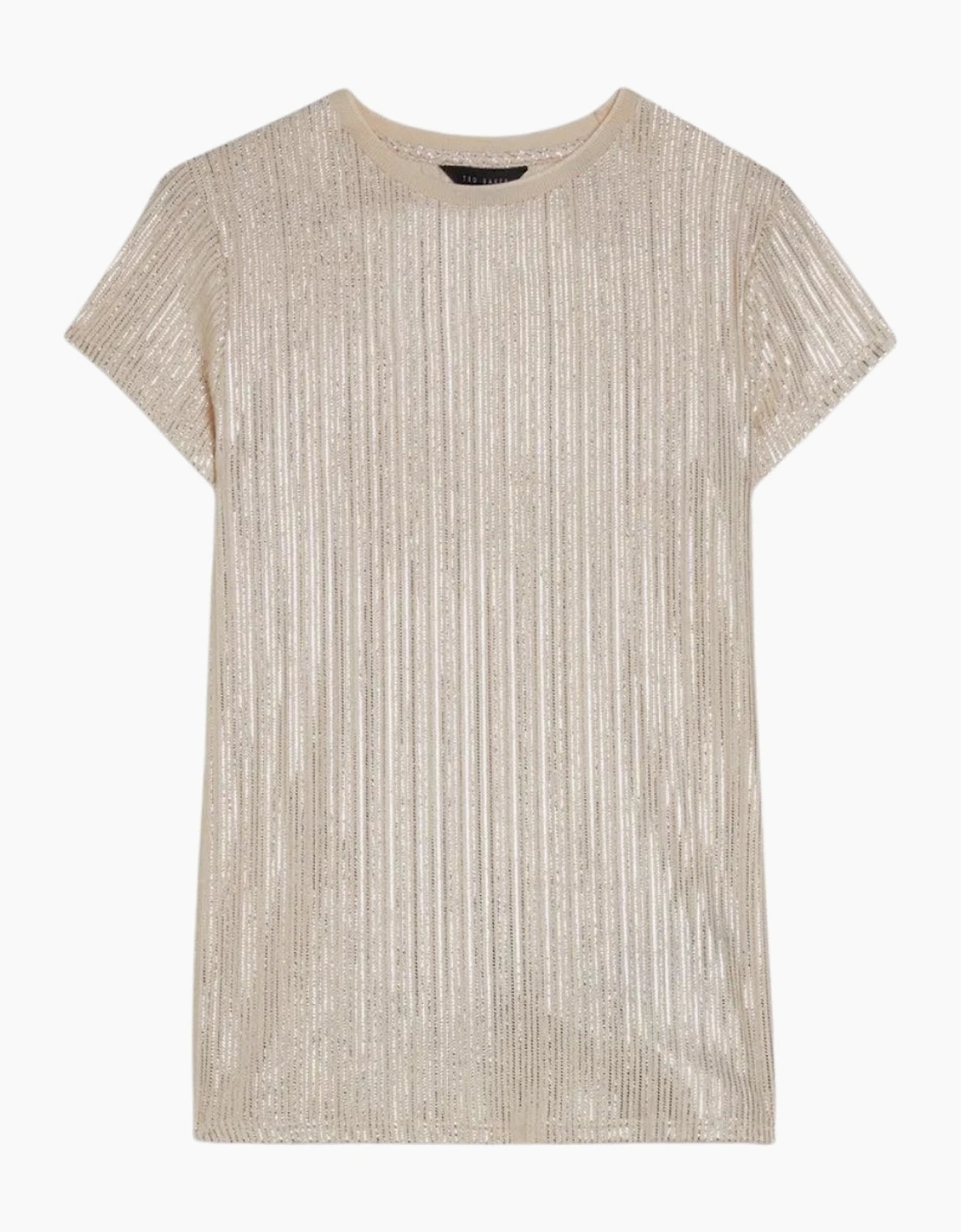 Women's Ted Baker Katrino Metallic Short Sleeve Gold Crew Neck T-Shirt - Tan - Size: 6