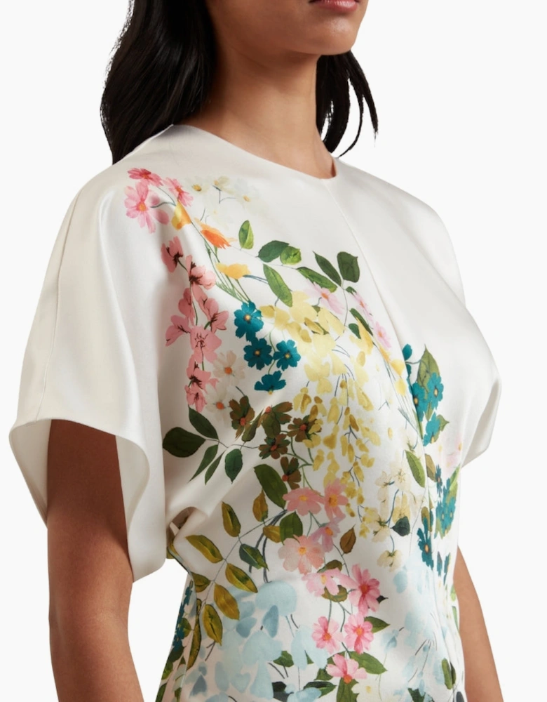 Ted Baker Myzan Slouch Sleeve Waisted Column Ivory Dress
