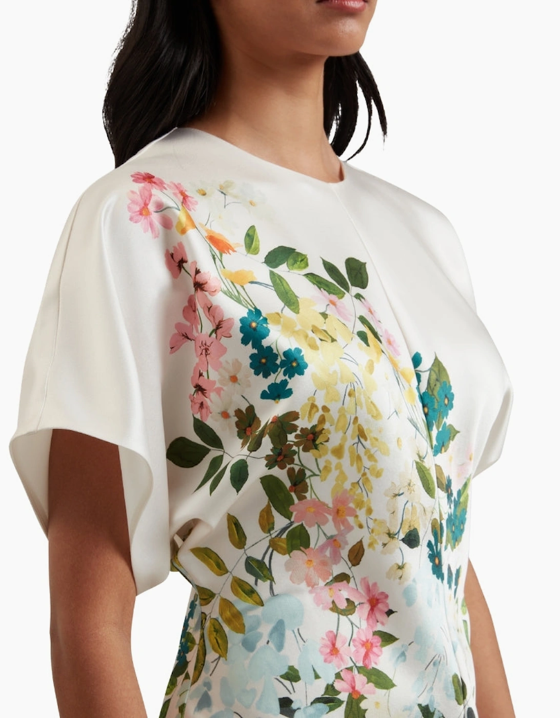 Ted Baker Myzan Slouch Sleeve Waisted Column Ivory Dress
