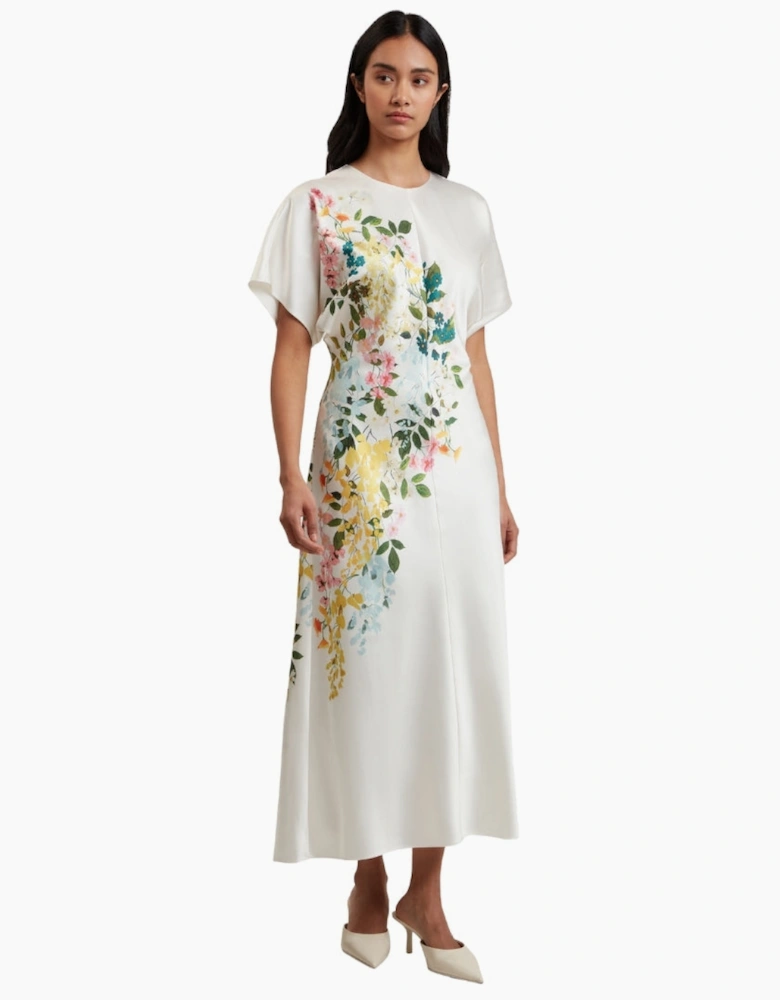 Ted Baker Myzan Slouch Sleeve Waisted Column Ivory Dress