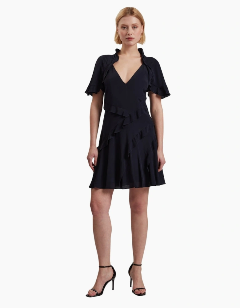 Ted Baker Jojii Frill Detail Navy Mini Dress