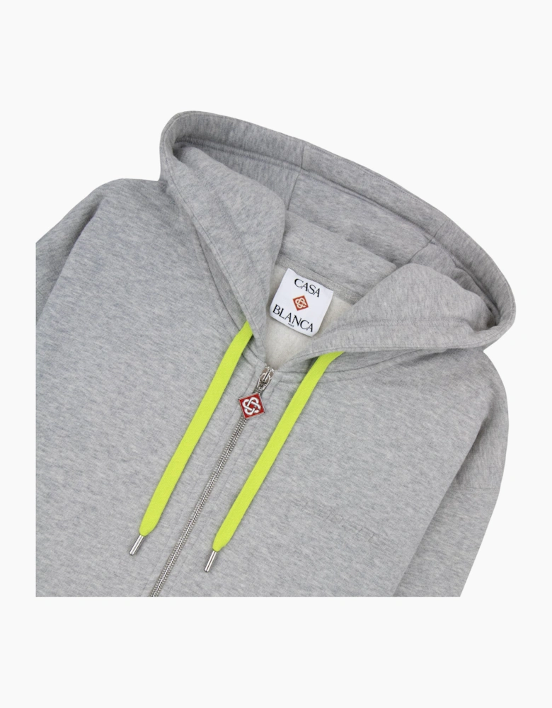 Casablanca Cashmere Blend Zip Hooded Sweatshirt Grey Marle