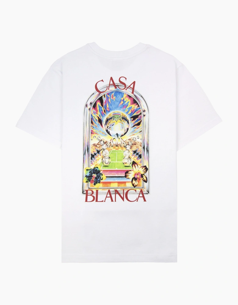 Casablanca Tennis Landscape Short Sleeve T-Shirt Bright White