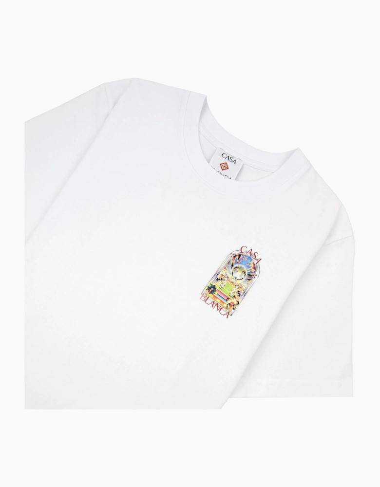 Casablanca Tennis Landscape Short Sleeve T-Shirt Bright White