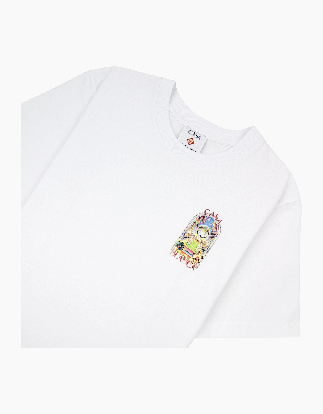 Casablanca Tennis Landscape Short Sleeve T-Shirt Bright White