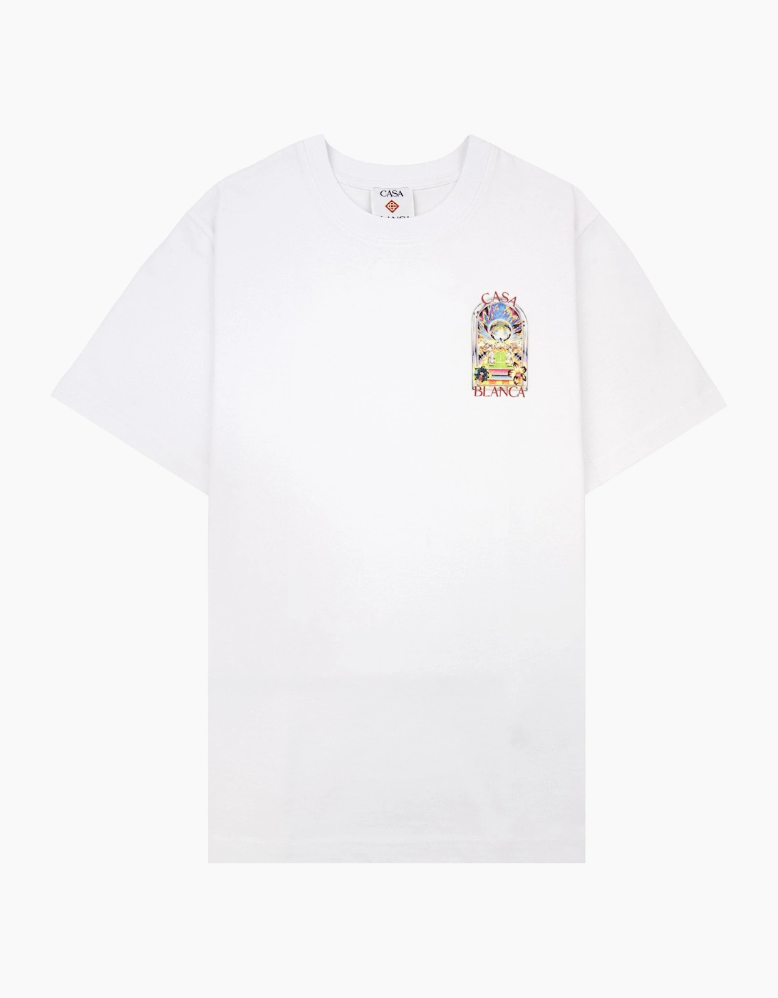 Casablanca Tennis Landscape Short Sleeve T-Shirt Bright White